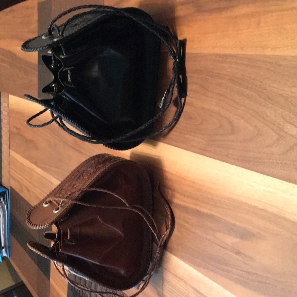 Handmade leather purses 1 brown & 1 black..